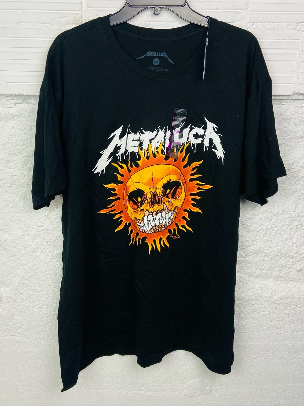 NWT Metallica Black Short-Sleeve Graphic Tee with Orange Skull Sun size 2XL